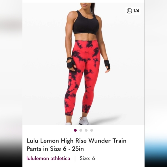 Lululemon Athletica Vibrant Red and Black Leggings - Picture 3 of 3